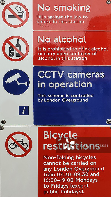 伦敦地铁入口处的警告标志图片素材