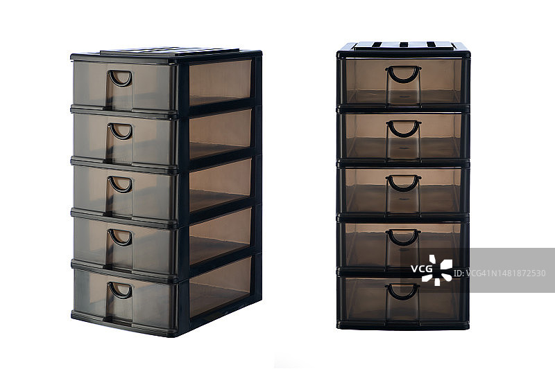 白色背景上的黑色抽屉特写图片素材