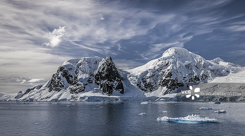 南极洲湖泊雪山风景图片素材