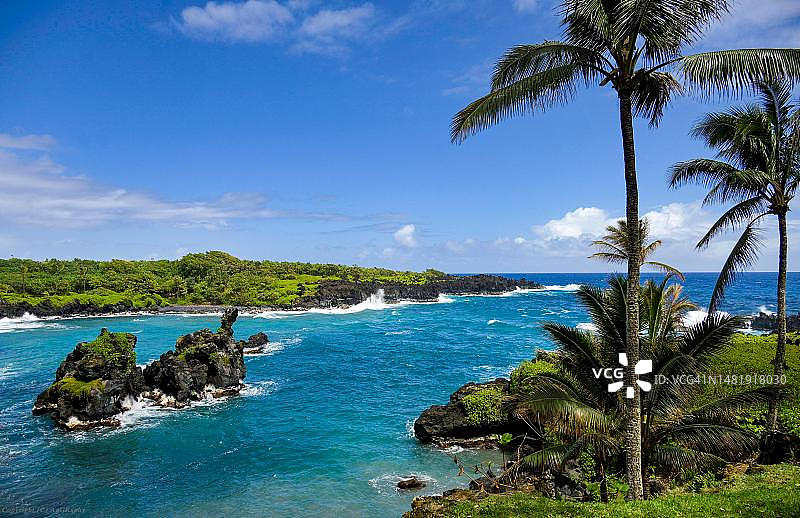 美国夏威夷哈纳海天一色风光图片素材