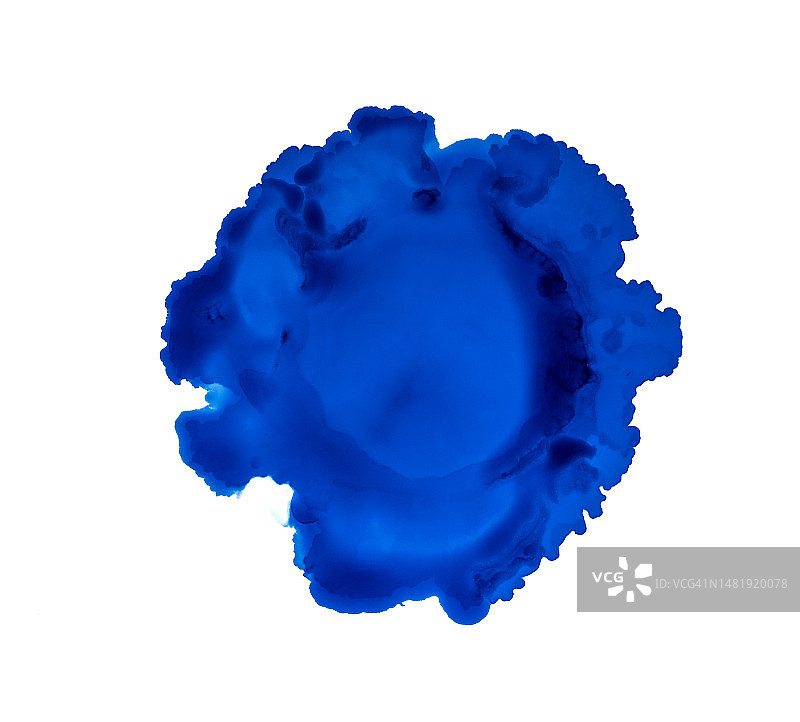 蓝色油漆滴落在白色背景上图片素材