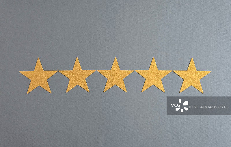 卓越概念：金星、五星、评论、评级满意度，最佳卓越商业服务客户体验，畅销品图片素材