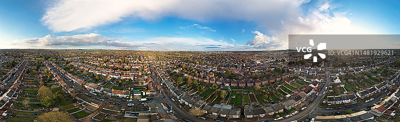 卢顿城市街道高角度照片，英国图片素材