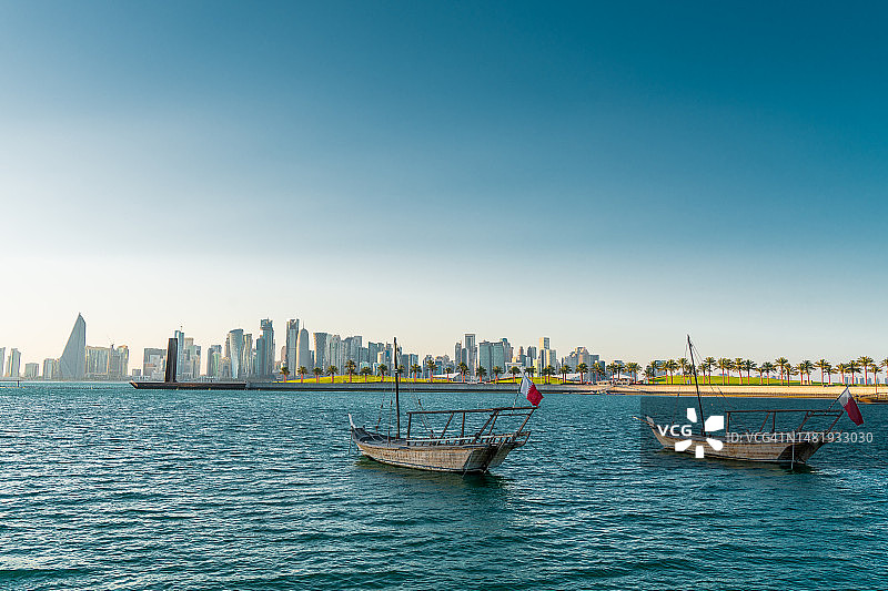 晴空下的海景全景图片素材