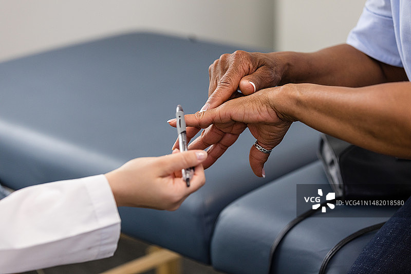 女病人向医生展示手部特写图片素材