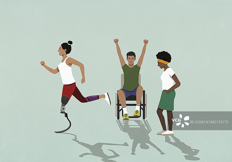 快乐的残疾人士运动图片素材