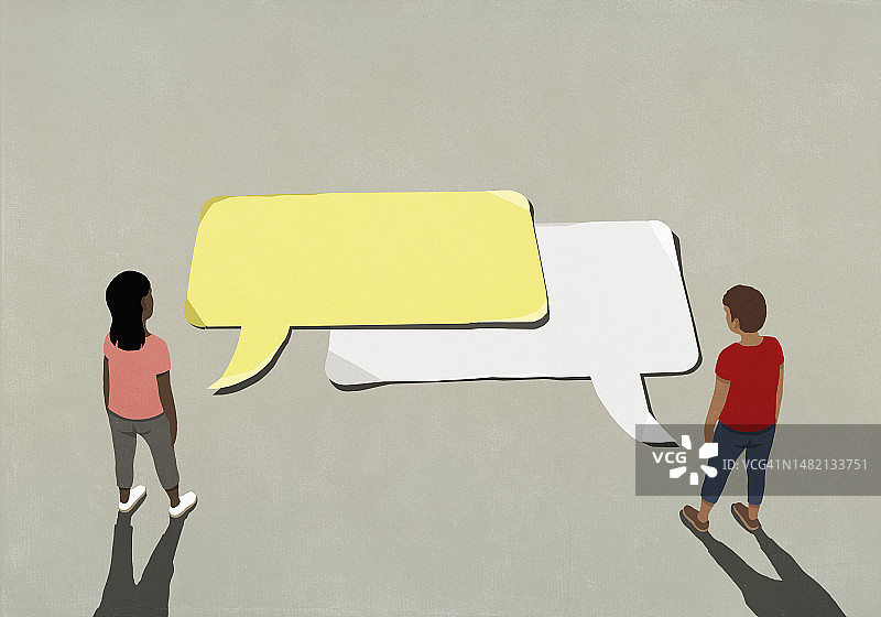 交谈的夫妇看着交流气泡图片素材