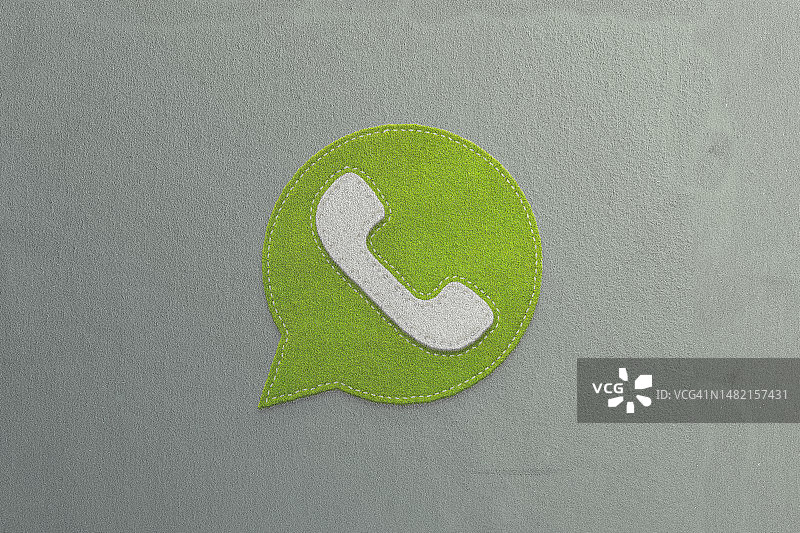 毛毡材质的电话呼叫气泡语音图标图片素材