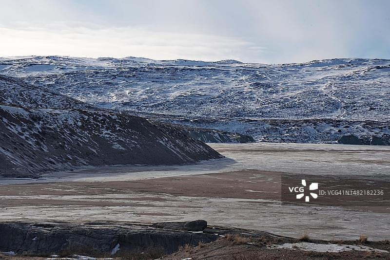 丹麦格陵兰岛康克鲁斯瓦格附近的康克鲁斯瓦格峡湾图片素材