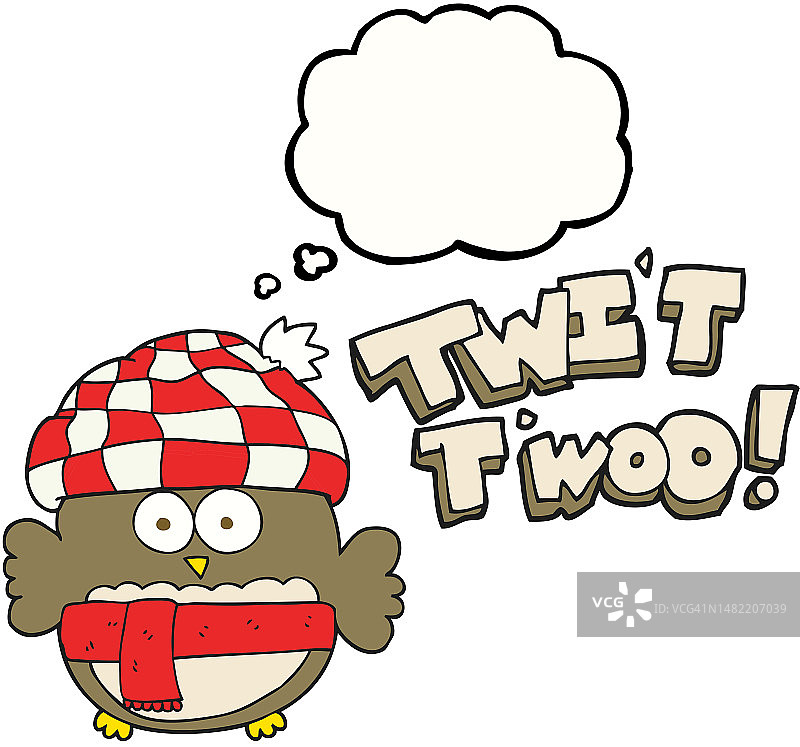 手绘对话气泡卡通可爱猫头鹰图片素材