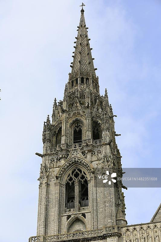 沙特尔圣母主教座堂的火焰风格北塔，法国厄尔-卢瓦省图片素材