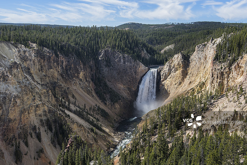 黄石大峡谷的黄石河下游瀑布图片素材
