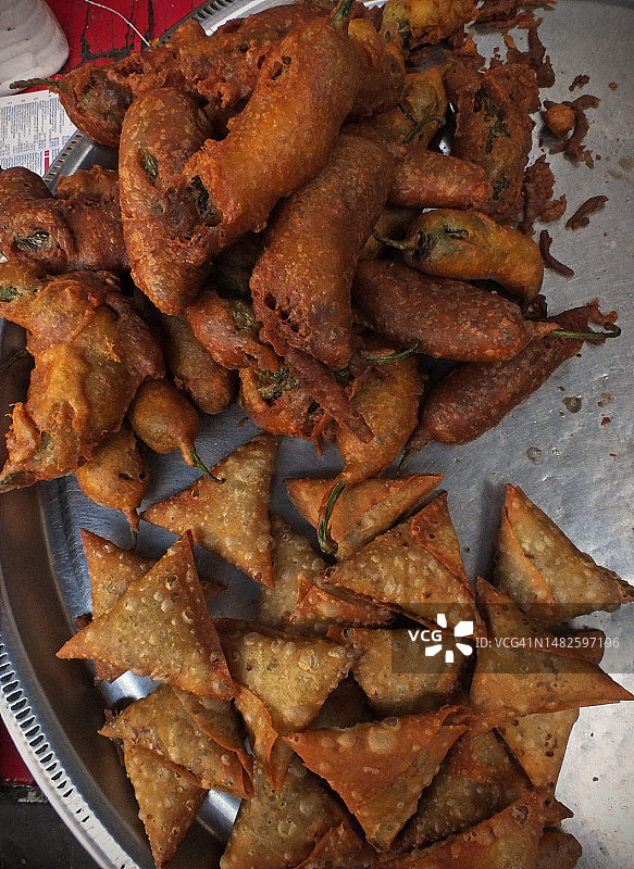 萨莫萨三角饺、印度炸饼及各种小吃图片素材