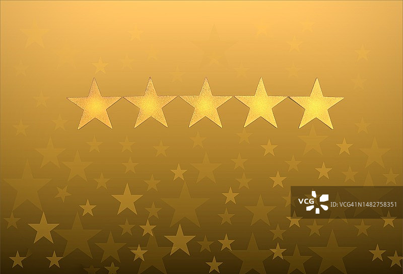 卓越概念：金星、五星、评论、评级满意度，最佳卓越商业服务客户体验，畅销品图片素材