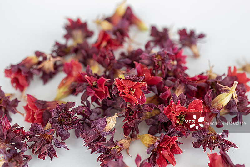 白色背景上的干花茶图片素材