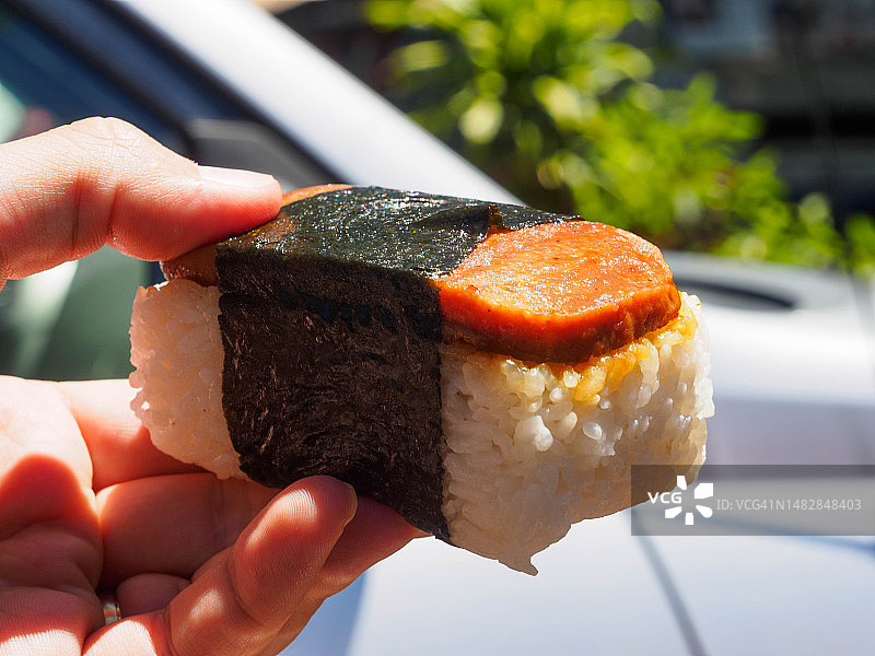 夏威夷瓦胡岛的午餐肉饭团图片素材