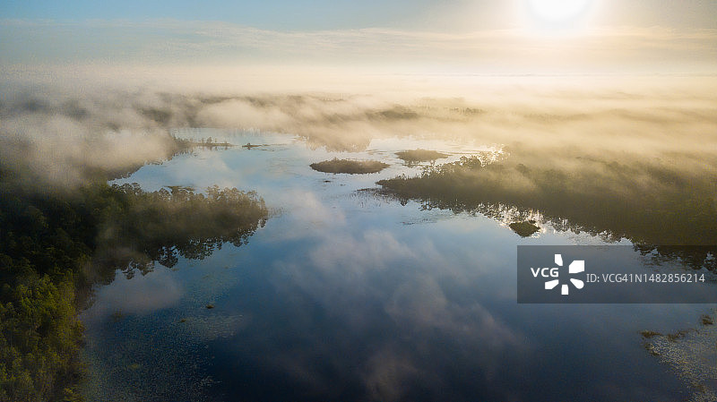 奥卡拉国家森林公园日落湖景，美国图片素材
