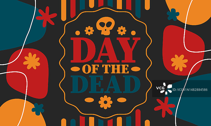 11月的亡灵节。祭日:纪念死者的节日墨西哥和其他拉丁美洲国家每年都会庆祝。墨西哥和西班牙传统的头骨图案和纹理。向量的海报图片素材