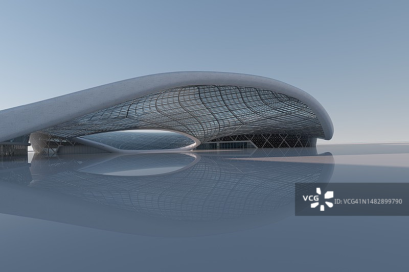 空旷的广场前的现代建筑图片素材