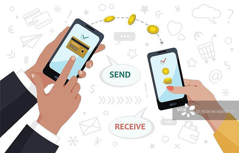 资金转移：通过在线交易App收发款图片素材