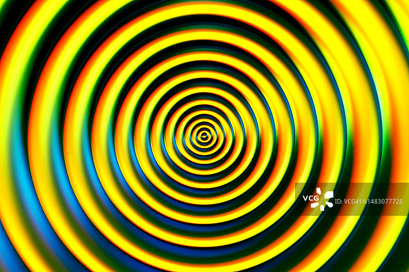 抽象未来感多彩3D背景 闪耀黄蓝绿螺旋涡流图片素材