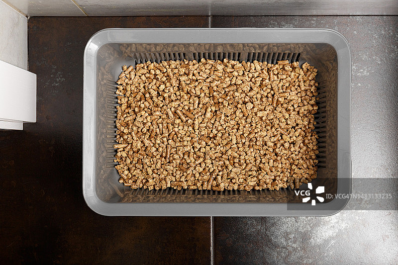 顶部视角的木质猫砂图片素材