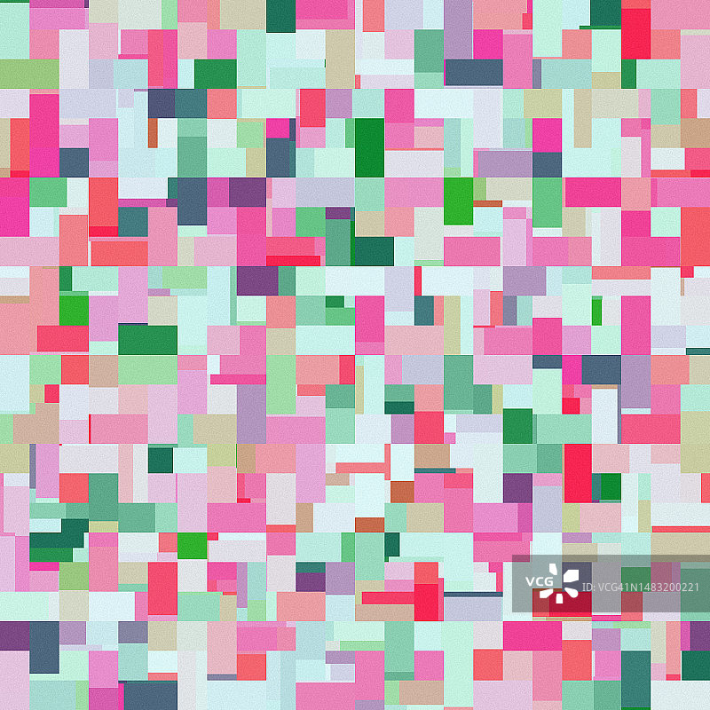 具有绿色粉红色正方形拼贴图案背景的抽象春天世纪中期正方形几何形状图片素材