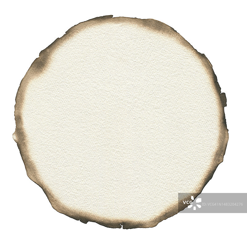 白色背景上圆形烧焦边缘纸张图片素材