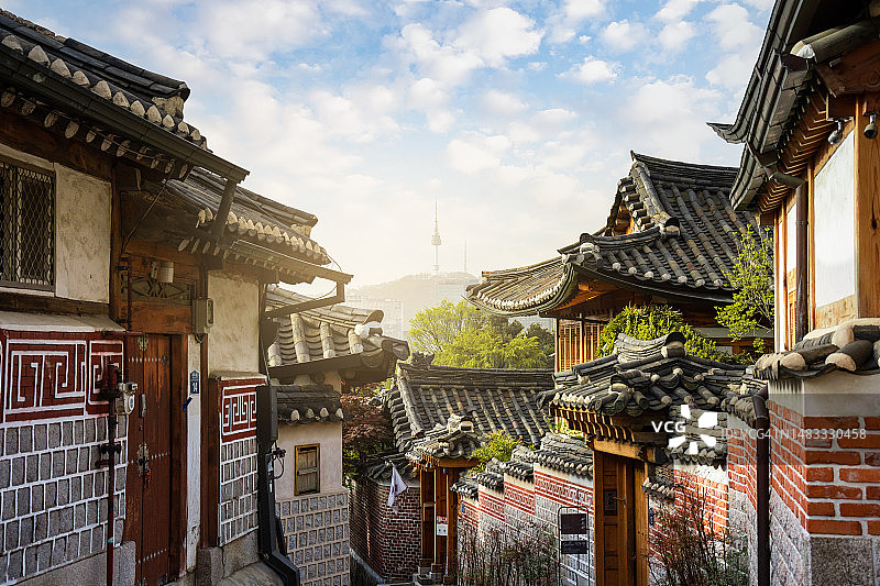 韩国首尔北村韩屋村古老街区图片素材