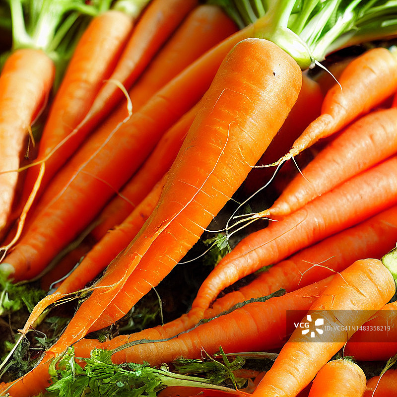 德国乌尔姆：一堆新鲜采摘的橙色胡萝卜图片素材