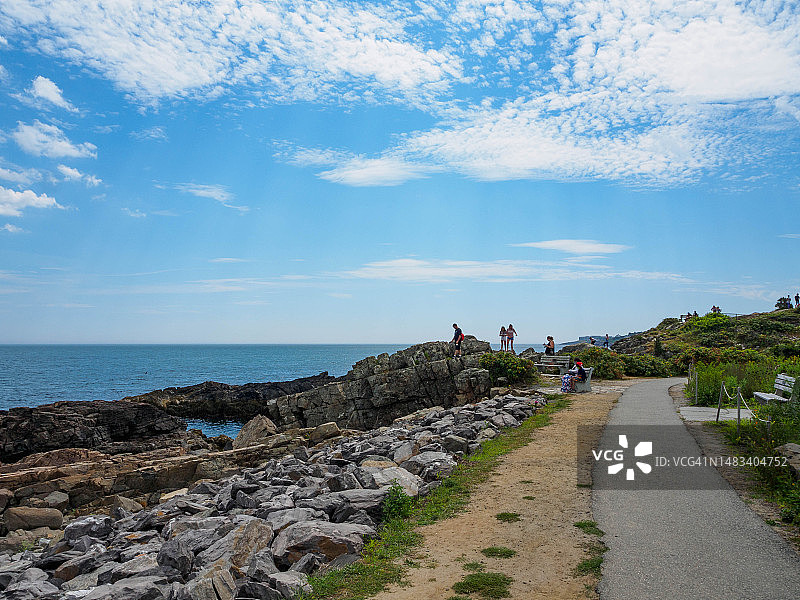 缅因州奥甘奎特边缘步道悬崖步行图片素材