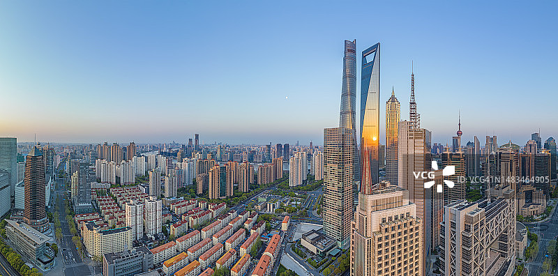 上海清晨鸟瞰图片素材