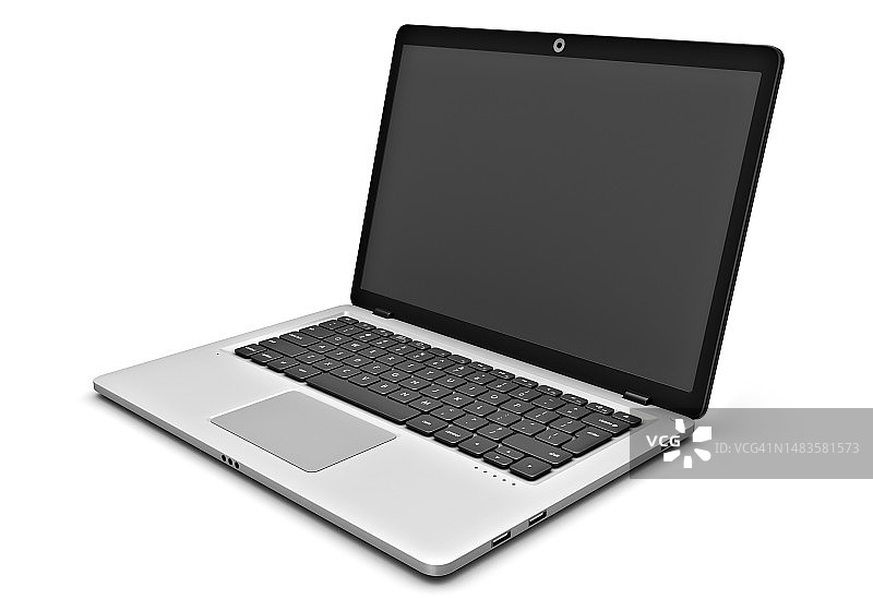 白色背景上的笔记本电脑特写，英国伦敦图片素材