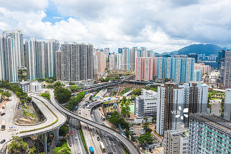 香港九龙拥挤的公寓楼图片素材