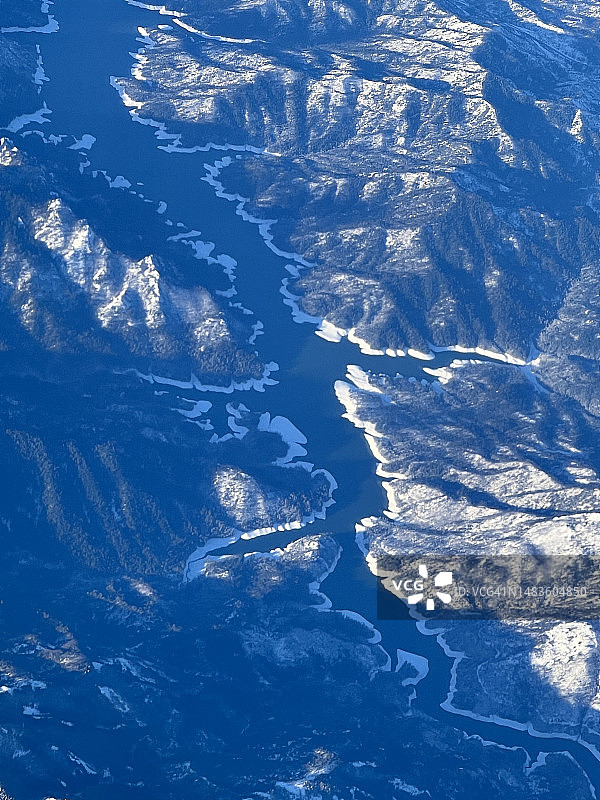 美国加利福尼亚州斯坦尼斯劳斯县雪山航拍图片素材