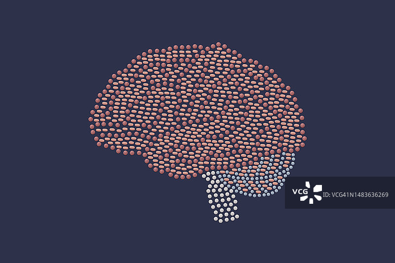 药丸组成的人脑图片素材