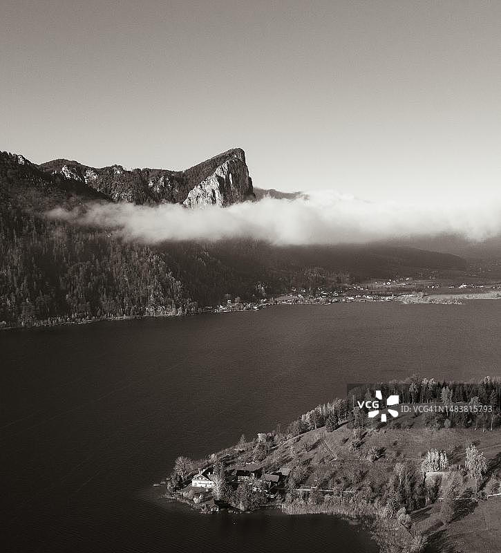 棕褐色奥地利蒙德塞航拍景观图片素材