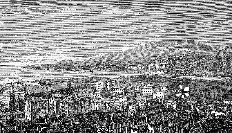 1891年意大利利古里亚拉斯佩齐亚历史画作图片素材