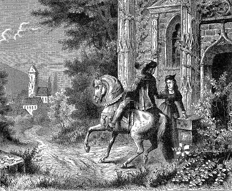 告别骑马的情人，1881年，法国，历史，19世纪原创艺术品的数字复制品图片素材