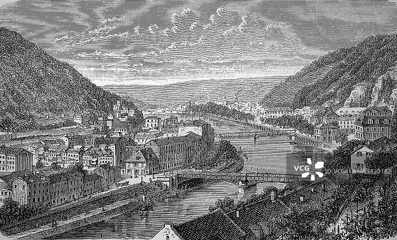 1880年的德国莱茵兰-普法尔茨州巴德埃姆斯历史照片图片素材