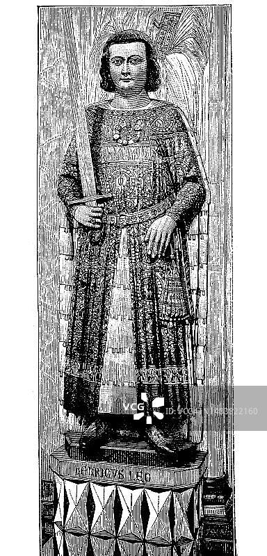 不伦瑞克大教堂的亨利狮子雕像（19世纪历史数字复制品）图片素材