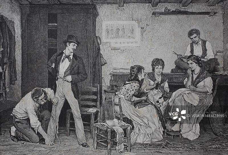 1886年威尼斯的裁剪场景，意大利，历史，19世纪原始图案的数字复制品图片素材