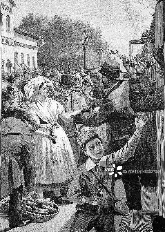 德国施普雷瓦尔德吕贝瑙酸黄瓜市场（19世纪历史照片数字复制品）图片素材