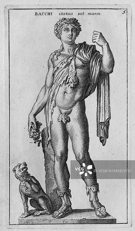 古罗马酒神巴克斯大理石雕像（18世纪数字复制品）图片素材
