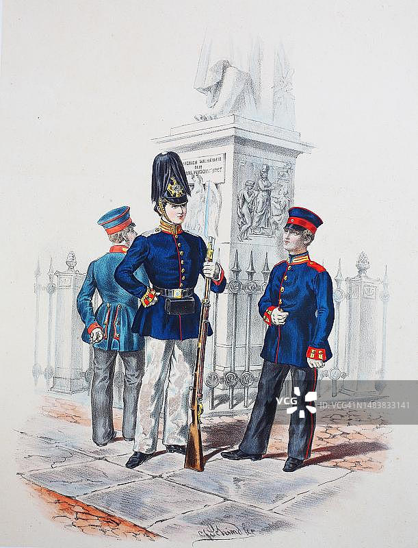 普鲁士军队军校学员军装（19世纪原版数字修复 reproduction）图片素材