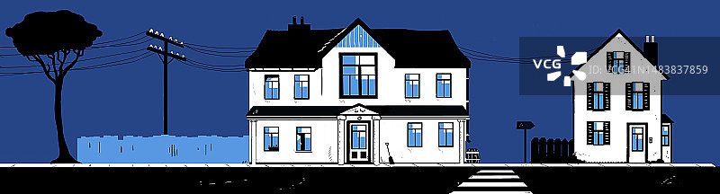 城镇街道插画图片素材