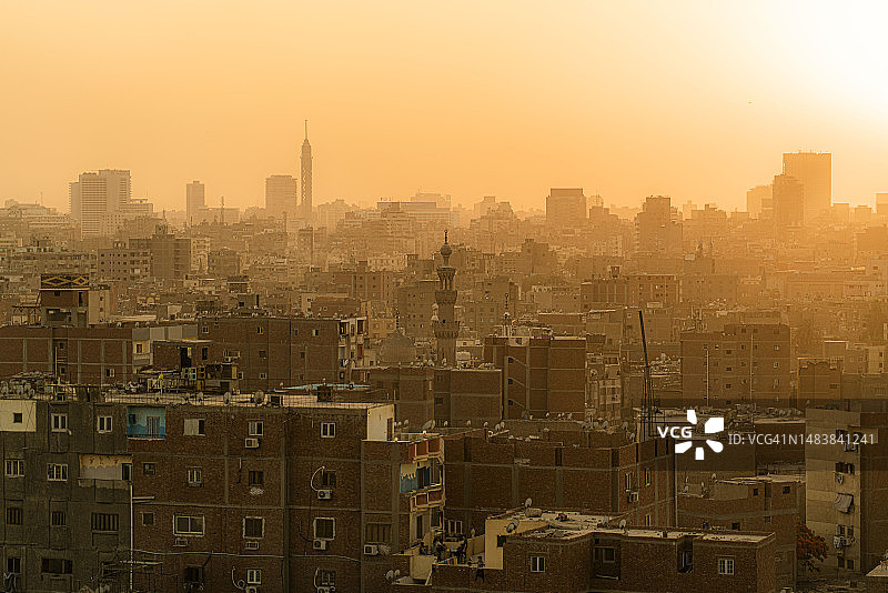 日落时分的开罗城市风光图片素材