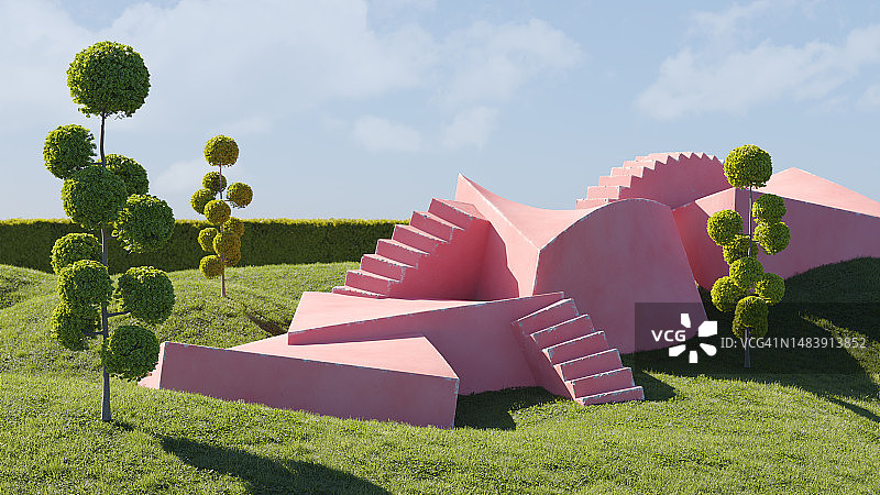 公园里奇异的楼梯图片素材