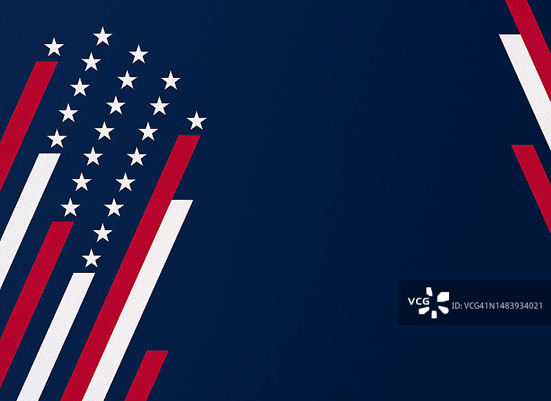 深蓝色背景上的红白条纹和白色星星图片素材