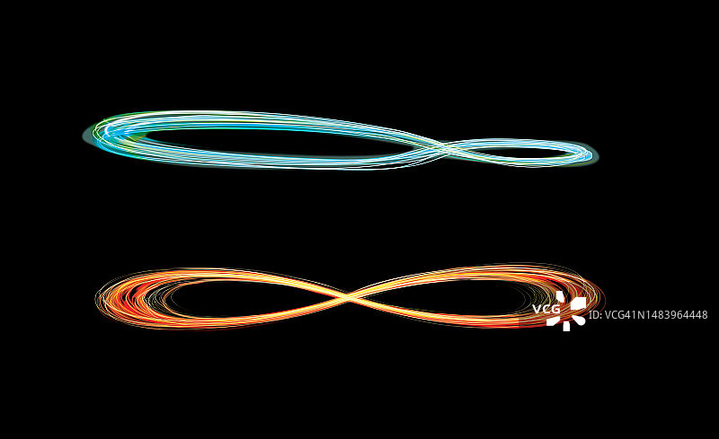 光线、线条、毛毛虫、无限、莫比乌斯环，蓝、红，无人图片素材